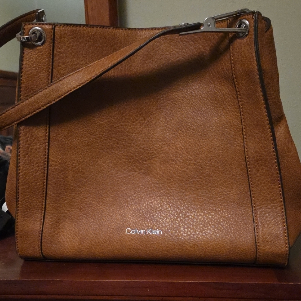 Calvin Klein Tan Leather Shoulder Bag